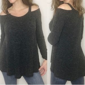 UMGEE Dark Grey Cold Shoulder Top